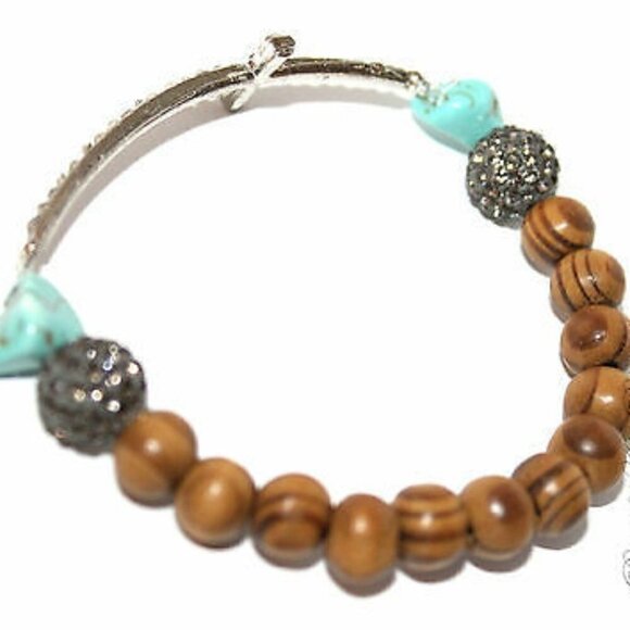 Its Your Divine Destiny Prayer Silver Plated Crystal Cross Stretch Bead Bracelet - Picture 4 of 7